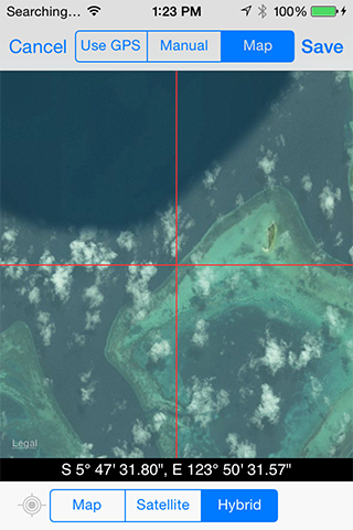 Save GPS locations of your Dive Sites